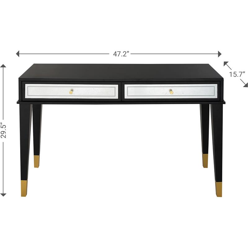 Camden Isle Makalu Console Table with Wood in Black Finish