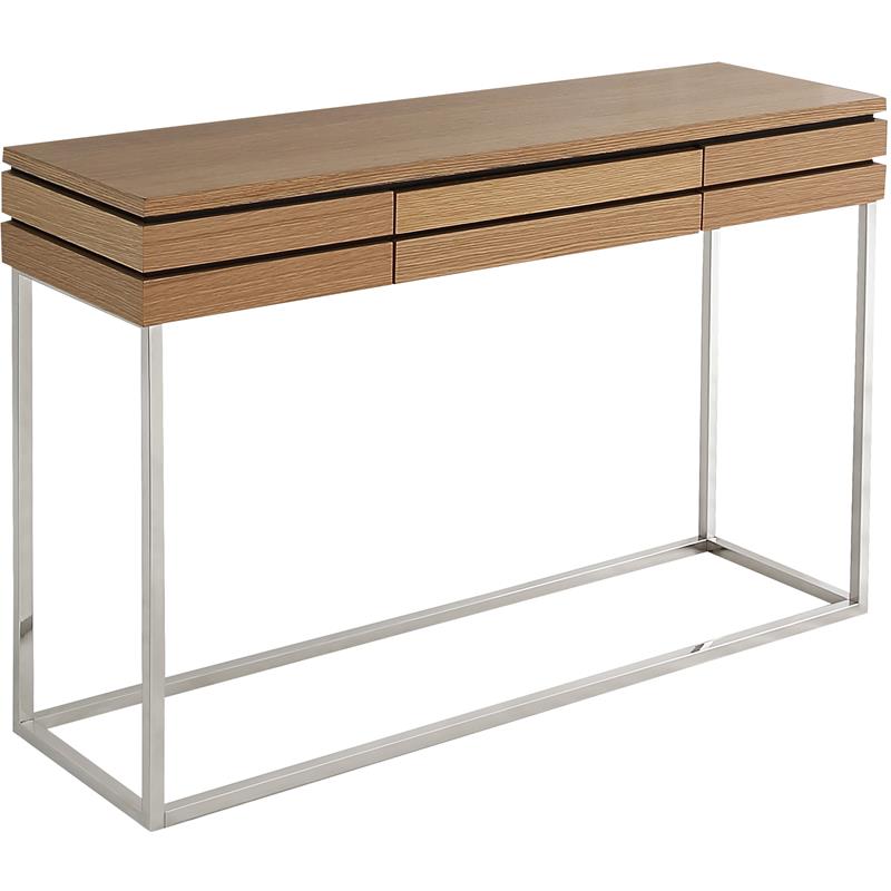 Camden Isle Barnes Console Table with Stainless Steel in Brown Finish
