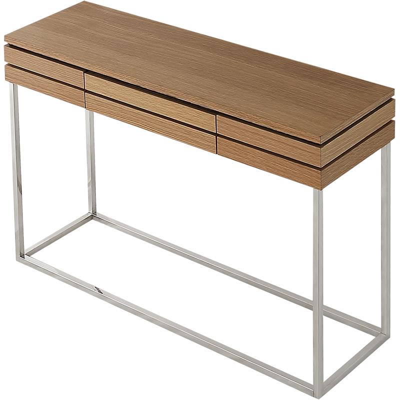 Camden Isle Barnes Console Table with Stainless Steel in Brown Finish