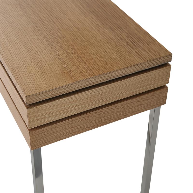 Camden Isle Barnes Console Table with Stainless Steel in Brown Finish