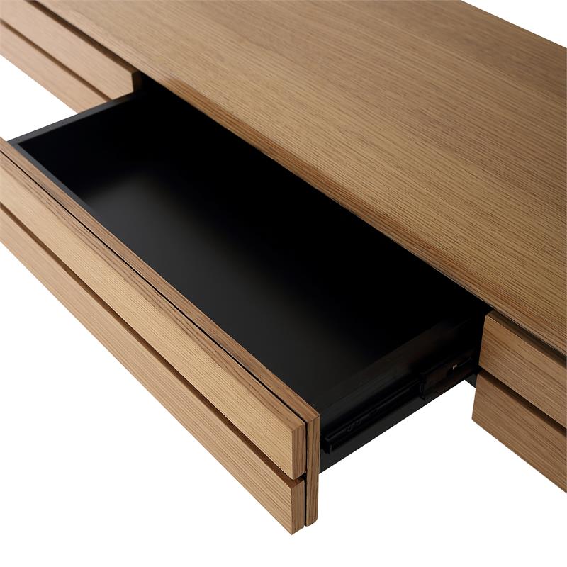 Camden Isle Barnes Console Table with Stainless Steel in Brown Finish