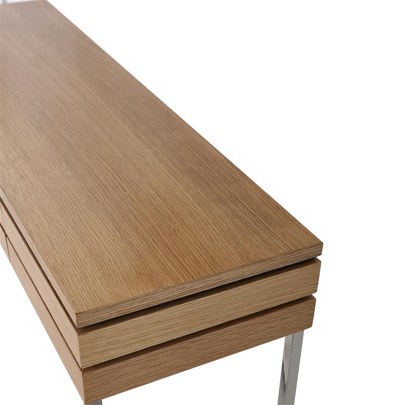 Camden Isle Barnes Console Table with Stainless Steel in Brown Finish