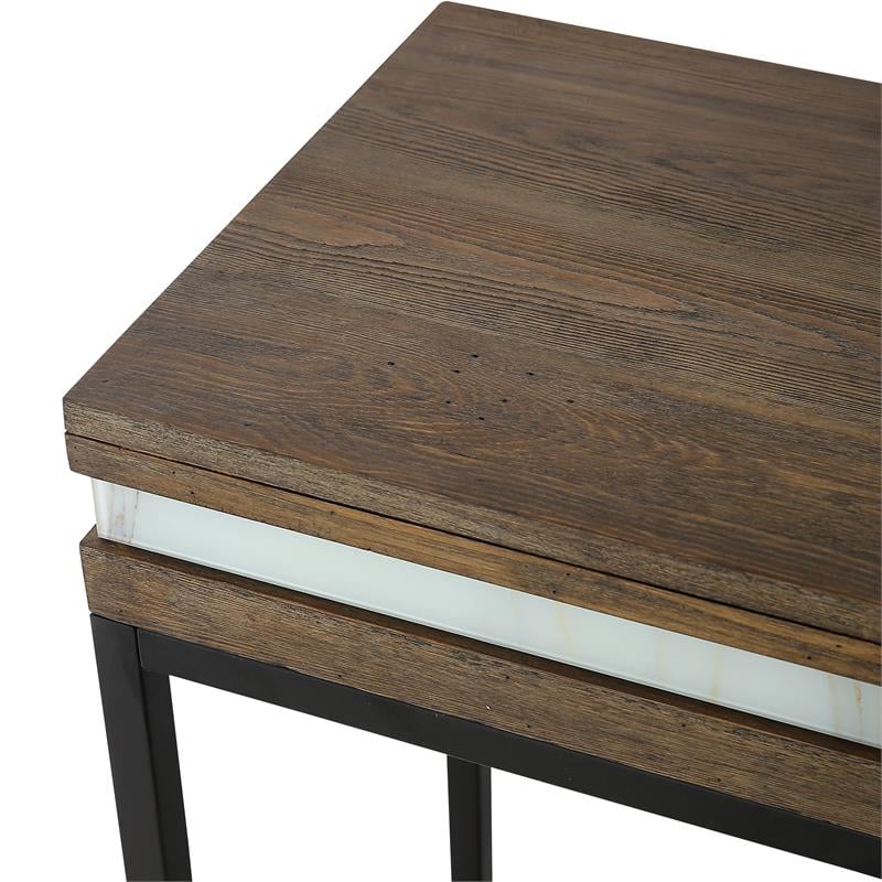 Camden Isle Bailey Console Table with Metal in Brown Finish