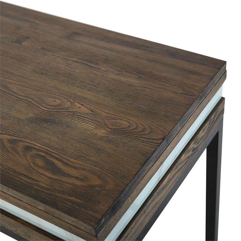 Camden Isle Bailey Console Table with Metal in Brown Finish