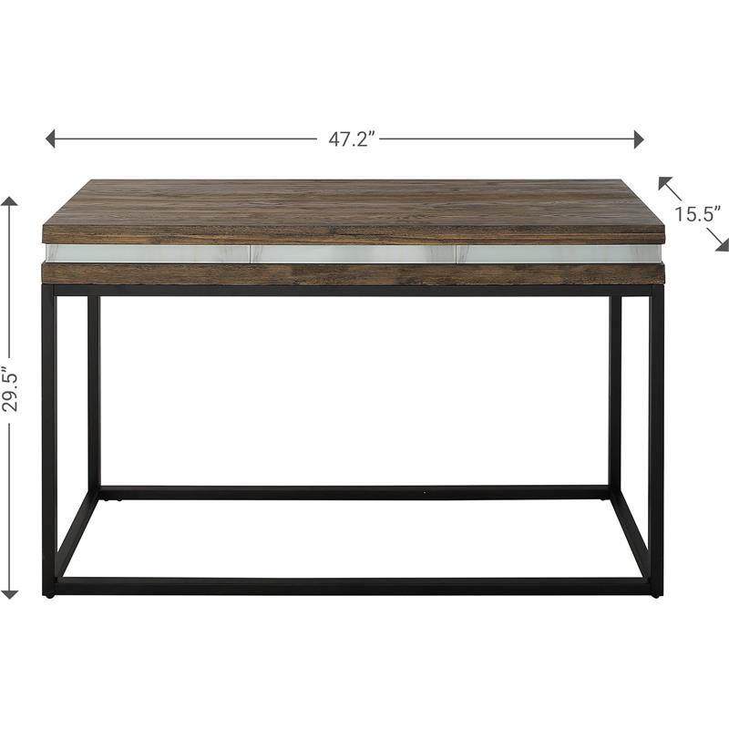 Camden Isle Bailey Console Table with Metal in Brown Finish