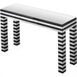 Camden Isle Clear and Black Waves Console Table with Glass in Black Finish