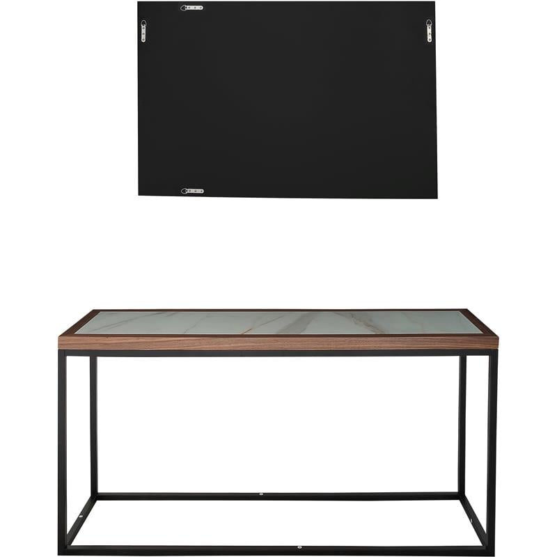 Camden Isle Riley Wall Mirror and Console Table with Wood in Brown Finish