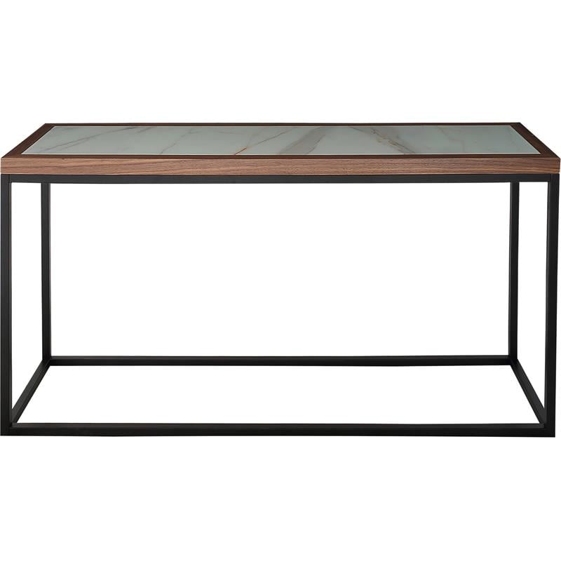 Camden Isle Riley Wall Mirror and Console Table with Wood in Brown Finish