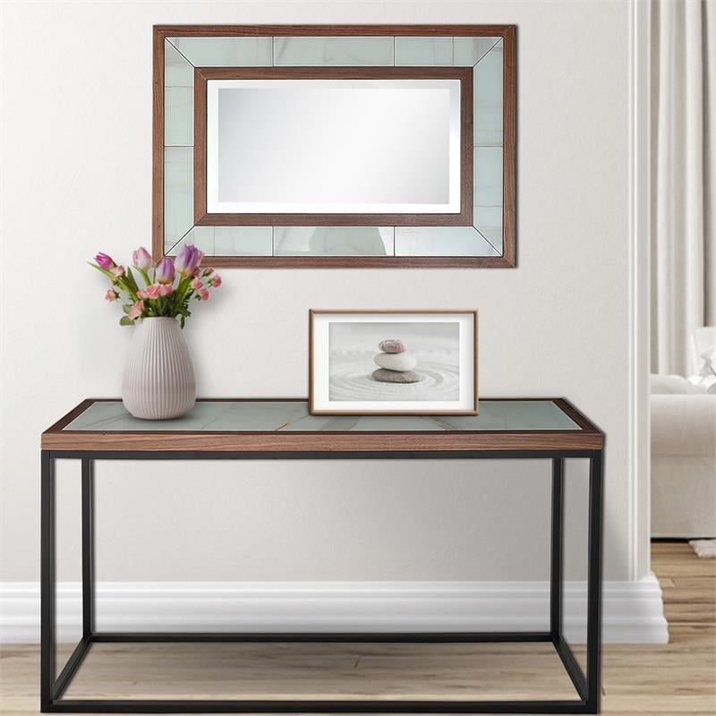 Camden Isle Riley Wall Mirror and Console Table with Wood in Brown Finish