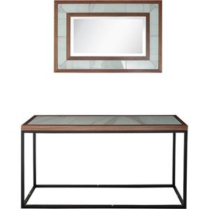 camden isle riley wall mirror and console table with wood in brown finish