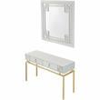 Camden Isle Dynasty Wall Mirror and Console Table with Glass in White Finish