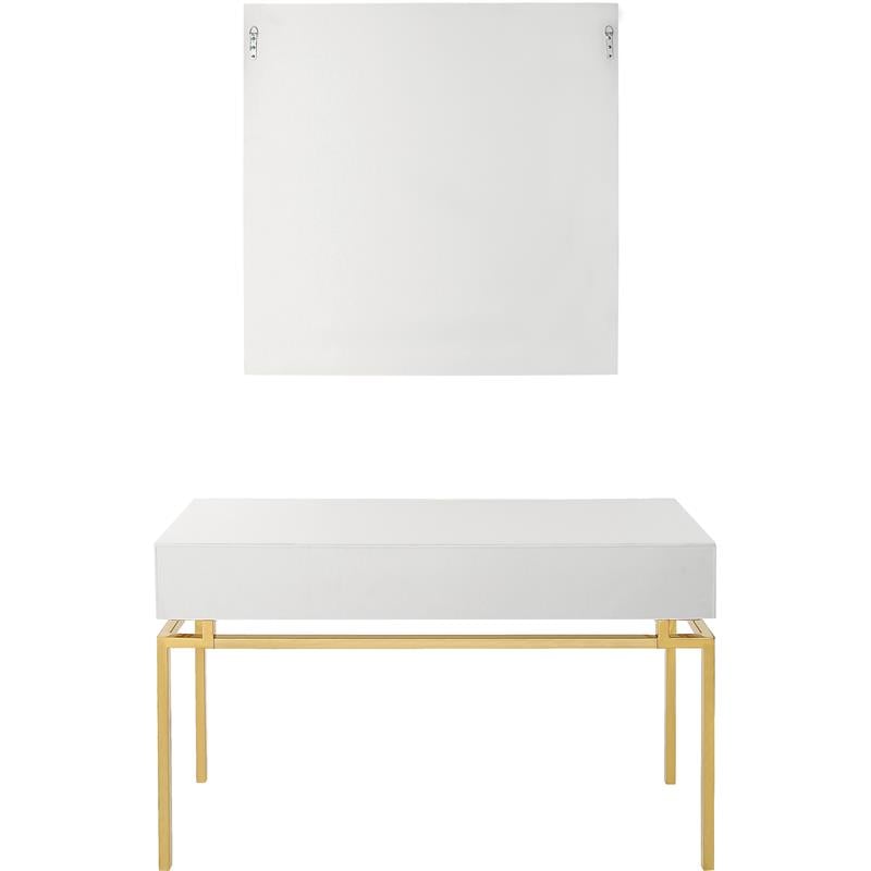 Camden Isle Dynasty Wall Mirror and Console Table with Glass in White Finish