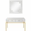 Camden Isle Dynasty Wall Mirror and Console Table with Glass in White Finish