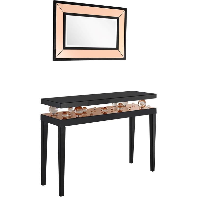 Camden Isle Gelenau Wall Mirror and Console Table with Wood in Gold Finish