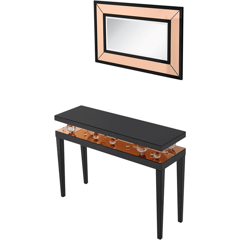 Camden Isle Gelenau Wall Mirror and Console Table with Wood in Gold Finish
