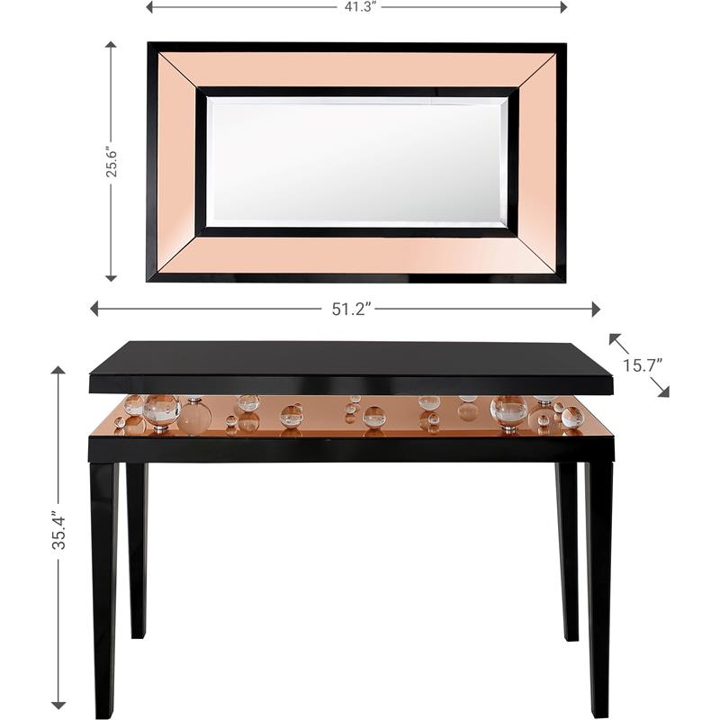 Camden Isle Gelenau Wall Mirror and Console Table with Wood in Gold Finish