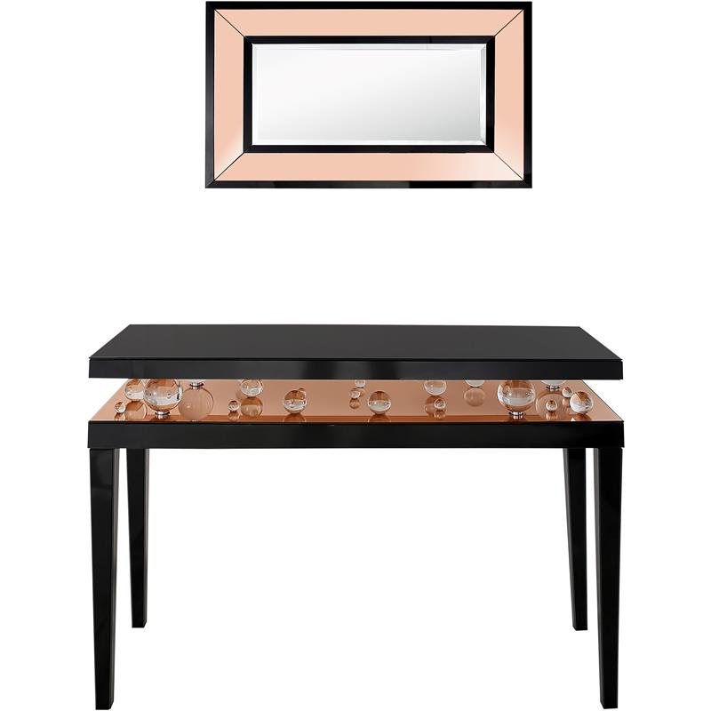 Camden Isle Gelenau Wall Mirror and Console Table with Wood in Gold Finish