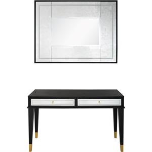 camden isle makalu wall mirror and console table with wood in black finish