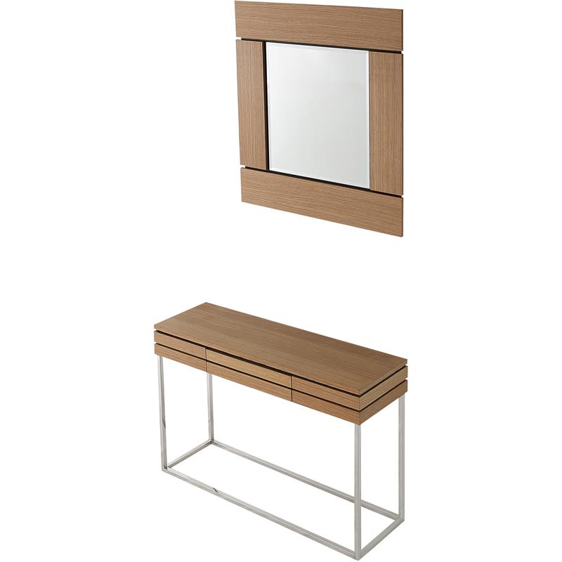 Camden Isle Barnes Wall Mirror and Console Table with Wood in Brown Finish