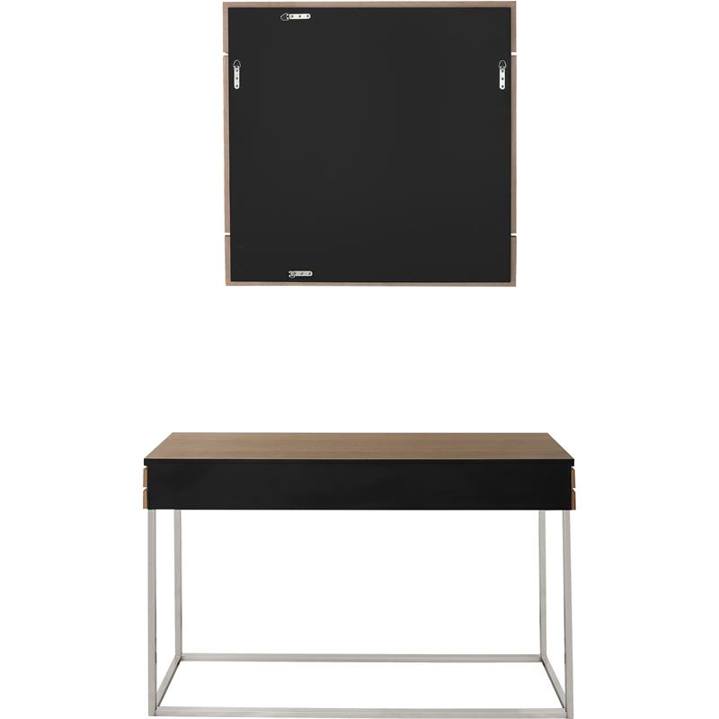 Camden Isle Barnes Wall Mirror and Console Table with Wood in Brown Finish
