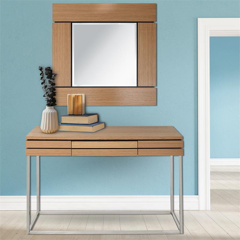 Camden Isle Barnes Wall Mirror and Console Table with Wood in Brown Finish