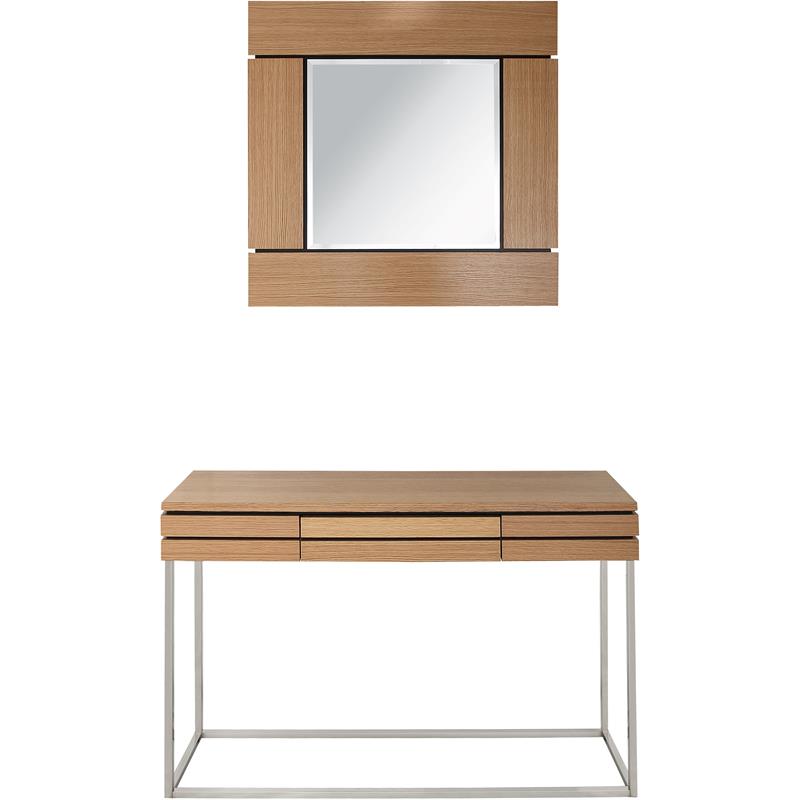 Camden Isle Barnes Wall Mirror and Console Table with Wood in Brown Finish