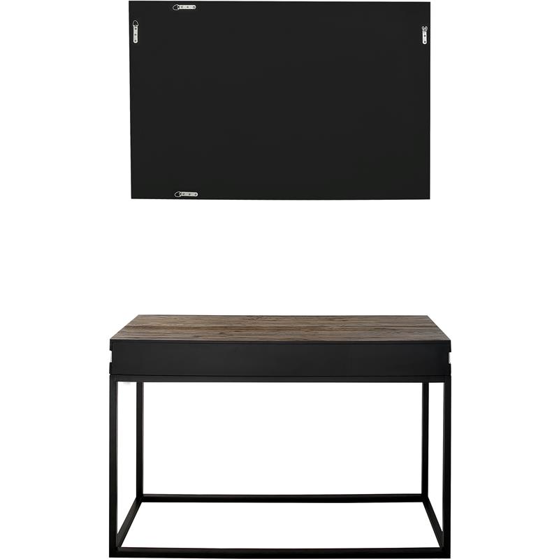 Camden Isle Bailey Wall Mirror and Console Table with Wood in Brown Finish