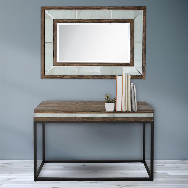 Camden Isle Bailey Wall Mirror and Console Table with Wood in Brown Finish