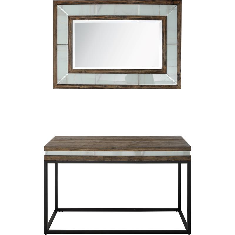 Camden Isle Bailey Wall Mirror and Console Table with Wood in Brown Finish