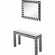 Camden Isle Waves Wall Mirror and Console Table with Glass in Black Finish