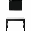 Camden Isle Waves Wall Mirror and Console Table with Glass in Black Finish