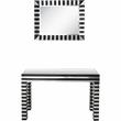 Camden Isle Waves Wall Mirror and Console Table with Glass in Black Finish