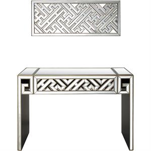 camden isle becket wall mirror and console table with glass in clear finish