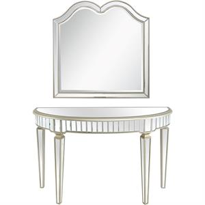 camden isle marilyn wall mirror and console table with wood in gold finish