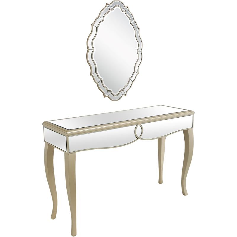 Camden Isle Eleanor Wall Mirror and Console Table with Wood in Gold Finish