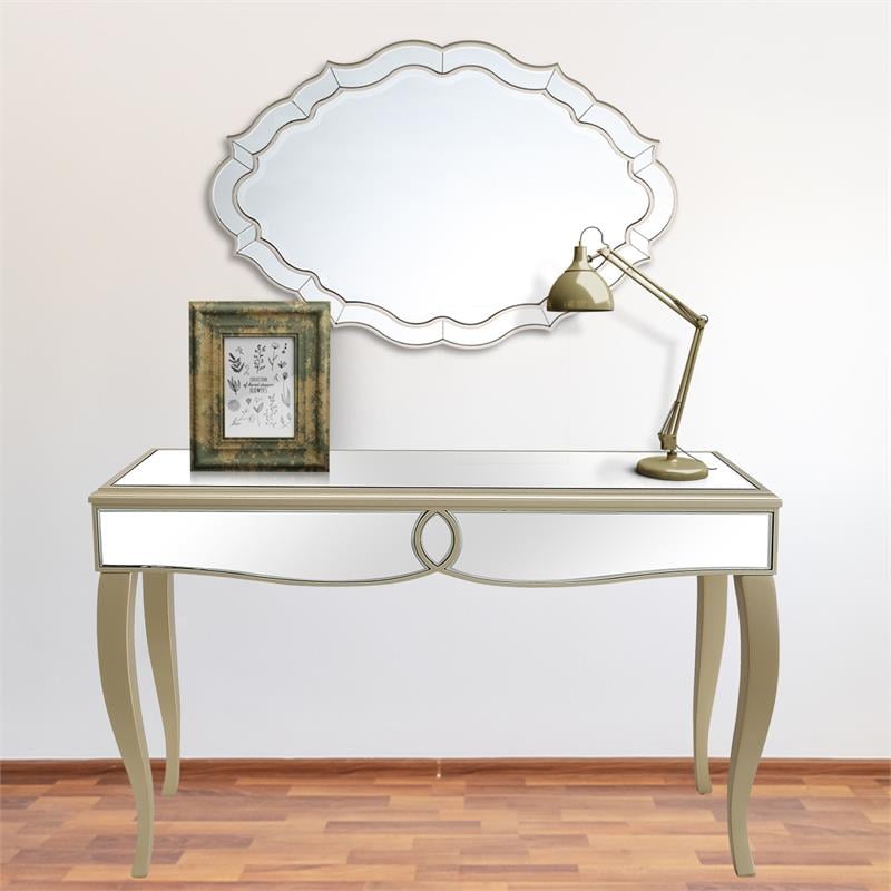Camden Isle Eleanor Wall Mirror and Console Table with Wood in Gold Finish