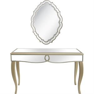 camden isle eleanor wall mirror and console table with wood in gold finish