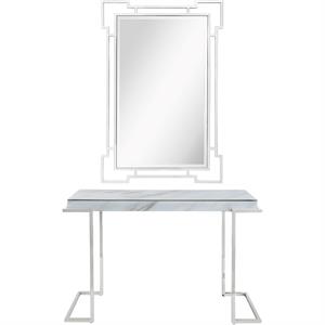 Camden Isle Aldon Mirror and Console Table with Stainless Steel in Silver Finish