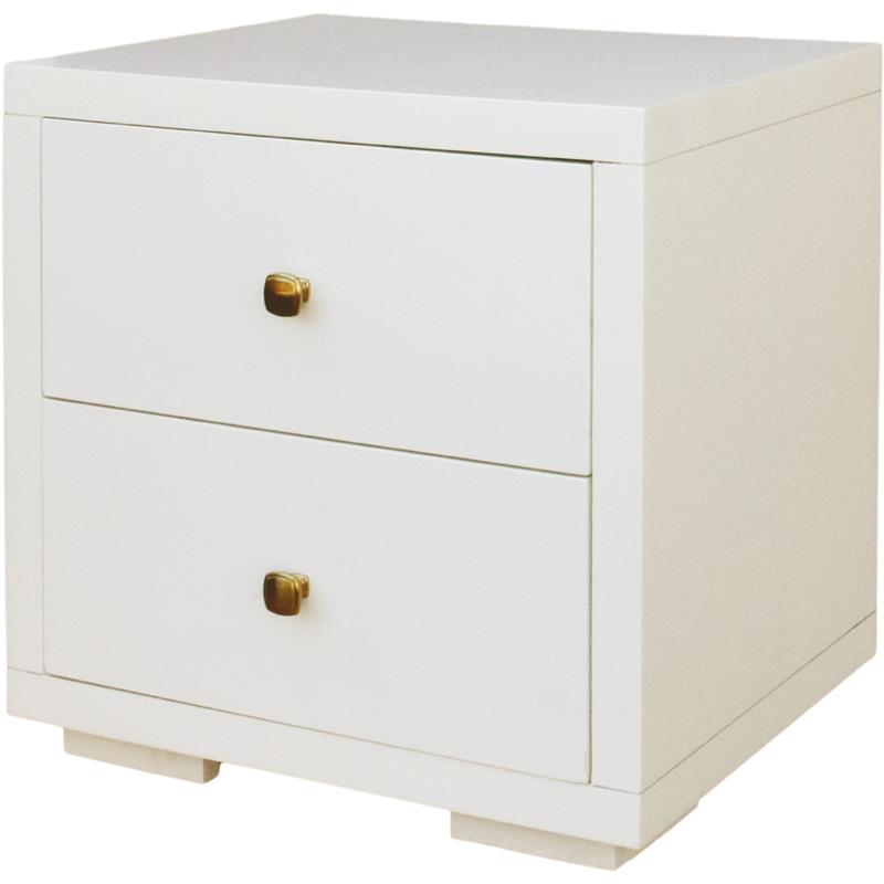 Camden Isle Full Size Trent Wood Platform Bed in White with 1 Nightstand