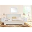 Camden Isle Queen Size Trent Wood Platform Bed in White with 2 Nightstands