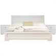 Camden Isle Queen Size Trent Wood Platform Bed in White with 2 Nightstands