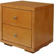 Camden Isle Queen Size Trent Wood Platform Bed in Oak with 2 Nightstands