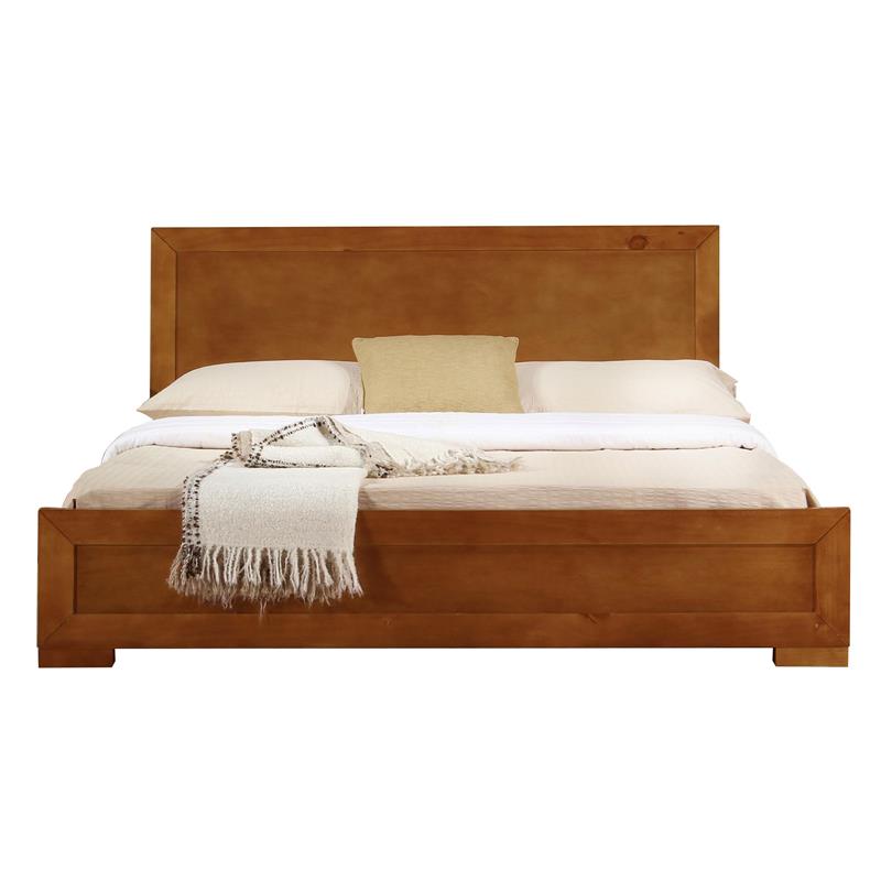 Camden Isle King Size Trent Wood Platform Bed in Oak with 2 Nightstands