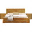 Camden Isle King Size Trent Wood Platform Bed in Oak with 2 Nightstands