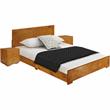 Camden Isle King Size Trent Wood Platform Bed in Oak with 2 Nightstands