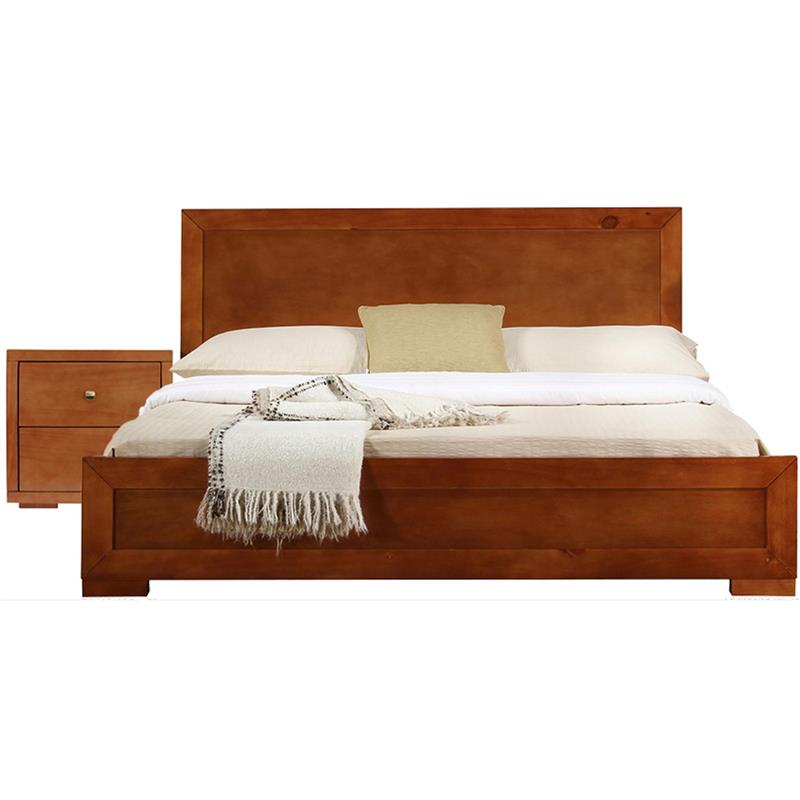 Camden Isle Full Size Trent Wood Platform Bed in Cherry with 1 Nightstand
