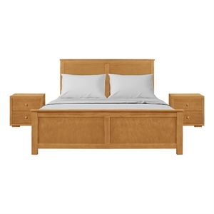 winston wooden platform bed in oak king with 2 nightstands