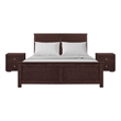 Winston Wooden Platform Bed in Espresso Queen with 2 Nightstands