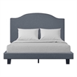 Madison Queen Platform Bed Gray Fabric with Camelback Headboard