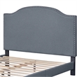 Madison King Platform Bed Gray Fabric with Camelback Nailhead Trim Headboard